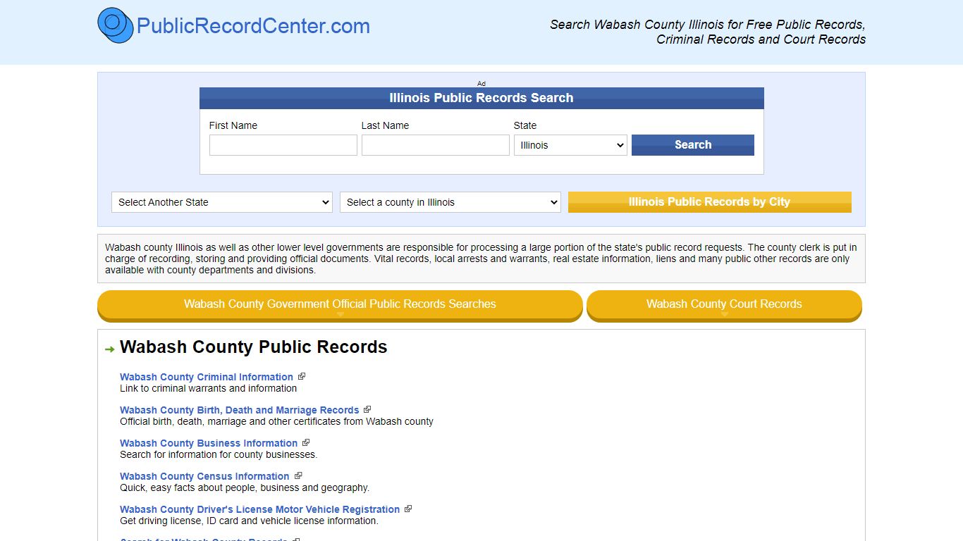 Wabash County Illinois Free Public Records - Court Records - Criminal ...